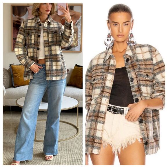 Isabel Marant Etoile Gastoni Plaid Wool Blend Oversized Shacket Jacket 34 XS - Picture 1 of 10